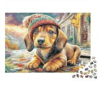 Dachshund Sturdy Cardboard Arte Callejero de Mascotas acogedoras Jigsaw Puzzle Adults Kids Cognitive Training Fun Activity Great Gift for Christmas Housewarming Lovers 38x26cm/1000pcs