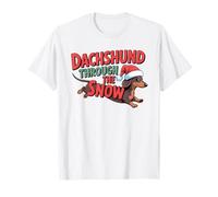 Dachshund Through The Snow Humor, Divertido Perro Salchicha navideño Camiseta