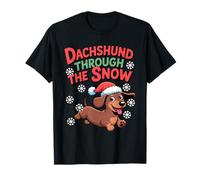 Dachshund Through The Snow Humor, Divertido Perro Salchicha navideño Camiseta