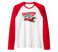 Dachshund Through The Snow Humor, Divertido Perro Salchicha navideño Camiseta Manga Raglan