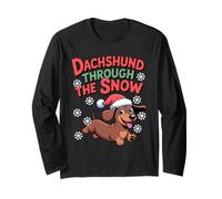 Dachshund Through The Snow Humor, Divertido Perro Salchicha navideño Manga Larga