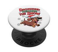 Dachshund Through The Snow Humor, Divertido Perro Salchicha navideño PopSockets PopGrip Adhesivo