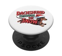 Dachshund Through The Snow Humor, Divertido Perro Salchicha navideño PopSockets PopGrip Adhesivo