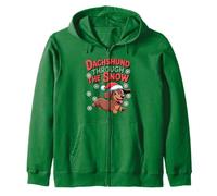 Dachshund Through The Snow Humor, Divertido Perro Salchicha navideño Sudadera con Capucha