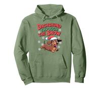 Dachshund Through The Snow Humor, Divertido Perro Salchicha navideño Sudadera con Capucha