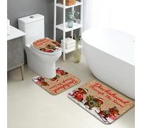 Dachshund Through The Snow - Juego de tapetes de baño de 3 piezas, diseño de perros, antideslizantes, en forma de U, lavable, de franela de invierno de secado rápido