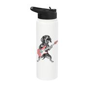 Dachshund tocando una guitarra | Vintage Weenie Dog Stainless Steel Insulated Water Bottle