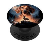 Dachshund Vintage de los 90 Aullando en The Moon Retro Wiener Dog PopSockets PopGrip Adhesivo