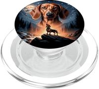 Dachshund Vintage de los 90 Aullando en The Moon Retro Wiener Dog PopSockets PopGrip para MagSafe
