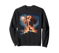 Dachshund Vintage de los 90 Aullando en The Moon Retro Wiener Dog Sudadera