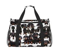 Dachshund Weiner - Bolsa de transporte para debajo del asiento con estampado de perro salchicha, bolsa de viaje para gimnasio, bolsa de deporte, Negro -, Talla única