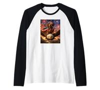 Dachshund Weiner Dog on Bald Eagle - Gafas con Bandera Estadounidense Camiseta Manga Raglan