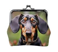 Dachshund Weiner Pet Dogs - Carteras pequeñas para mujer, carteras para mujer, monedero para mujer, cartera pequeña para mujer, con cremallera y cierre de beso, Negro -, Talla única, Art Deco