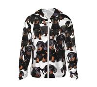 Dachshund Weiner - Sudadera ligera con capucha con estampado de perro sin sexo, protección solar, cremallera completa, con bolsillo, S-3XL