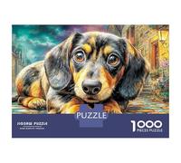 Dachshund Welpen 1000 Piezas Rompecabezas Creativo Actividades Familiares Dachshund in Blumen Jigsaw Juegos Educativos para Adultos 52x38cm/1000pcs