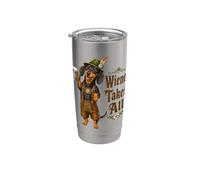 Dachshund Wiener se lleva toda la cerveza divertida Doxie Dog Oktoberfest Vaso térmico de acero inoxidable de doble pared