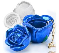 Dacies Caja de almacenamiento de resina epoxi de cristal en forma de rosa, molde de silicona con tapa, hecho a mano, para hacer tarros de velas, moldes de hormigón, moldes de cemento, recipientes de
