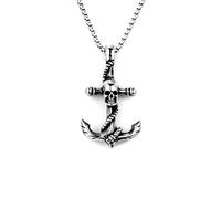 DACKLOONG Collar con colgante de calavera de ancla de hip hop, amuleto de protección pirata náutico vintage para hombre