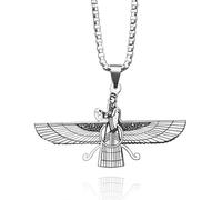 DACKLOONG Collar con colgante de faravahar persa antiguo, amuleto de protección contra el zoroastrismo para hombre