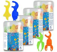 Dacon Hilo dental para niños, palillos de hilo dental sin flúor, sin sabor, 4 colores con forma de animales del océano que hace que el hilo dental sea divertido, 50 unidades (paquete de 4)
