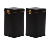 Daconovo - 2 latas de té de metal de alto para bloquear la hojalata de caramelos en el café, caja de almacenamiento de lata, color negro