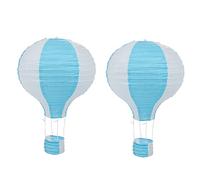Daconovo 2 piezas 12 pulgadas globo de aire caliente papel linterna pantalla techo luz boda decoración rayas azul