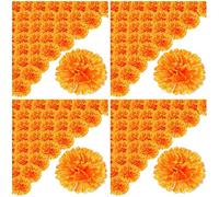 Daconovo 3.9 Pulgadas Flores de Caléndula Artificial Día de Muerto 200 Piezas Falsa Cabeza de Flores de Caléndula
