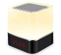 Daconovo - Lámpara de noche de contacto con altavoz Bluetooth, altavoz portátil inalámbrico Bluetooth, reloj despertador, luz con control de contacto
