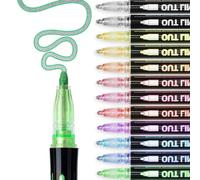 Daconovo Marcadores MetáLicos de Contorno de 12 Colores, Rotulador de Pintura AcríLica, Rotulador de Dibujo con Purpurina para Madera, Pintura de