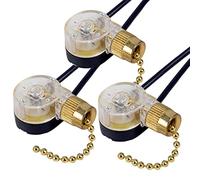Daconovo Paquete de 3 Interruptores de Luz de Ventilador de Techo ZE-109 Interruptor de Ventilador de Techo Interruptor de Cadena de Repuesto (LatóN)