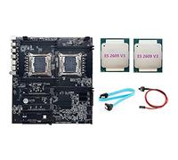 Daconovo X99 Dual-Socket Motherboard LGA2011-3 Dual CPU Support RECC DDR4 Memory con 2XE5 2609 V3 CPU+SATA Cable+Switch Cable