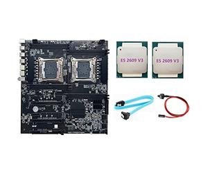 Daconovo X99 Dual-Socket Motherboard LGA2011-3 Dual CPU Support RECC DDR4 Memory con 2XE5 2609 V3 CPU+SATA Cable+Switch Cable