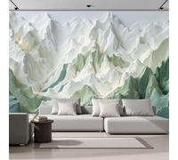 DACRWEKZ Fotomurales paisaje natural Blanco-verde 450x356cm, Papel Tapiz Fotográfico Seda Elegancia Cordillera, Decoración De Pared Sala Cuarto Oficina Salón