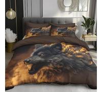 DACRWEKZ Funda Nórdica 230x220cm con Arte fantástico El Lobo abrió su Gran Boca Patrón Microfibra 3 Piezas Compuesto por 1 Funda Nordica + 2 Fundas de Almohada 50x75,