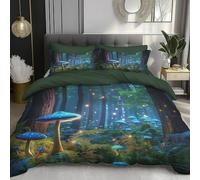 DACRWEKZ Funda Nordica 230x220cm - Microfibra Juego de Funda Edredon El Libro de la Selva Hongos Brillantes y 2 Fundas de Almohada 65x65 cm (Azul)