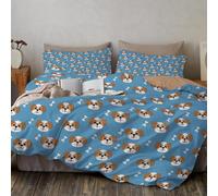 DACRWEKZ Funda Nórdica230x220cm, Microfibra Suave Transpirable Moderno Animales interesantes Huesos faciales del Perro Juego de Edredón con 1 Funda Nórdica + 2 Fundas de Almohada, Azul