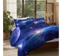 DACRWEKZ Juego de Funda Nórdica Púrpura - Planetas y Estrellas, Funda nórdica de Microfibra Suave, Ciencia ficción fantástica, Incluye 2 Fundas de Almohada para Adultos, Adolescentes y niños