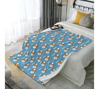 DACRWEKZ Manta de Felpa Azul con Animales interesantes Huesos faciales del Perro, Franela de Forro Polar Suave, Ligera, 130 x 150cm, Bonita Ropa de Cama para niños, Adolescentes y Adultos