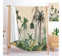 DACRWEKZ Palmar Manta de Flanela para Niños, Beige, Mantas Suave para Sofá, Manta de Día y Couch con Motivos en 150 x 200cm, Cálida y de Felpa, Ideal como Decoración del Hogar