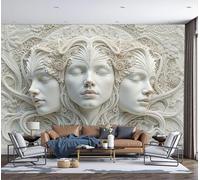 DACRWEKZ Papel pintado panorámico de seda 200x140cm, Figura humana en relieve Rostro femenino de tres lados - Póster de pared grande para sala de estar, adulto habitación de niños, estudio decoración