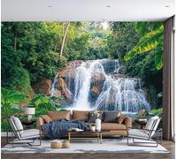 DACRWEKZ Papel Pintado Pared Panorámico Cascada, Rocas Y Vegetación de Seda, Tamaño personalizado, Verde Paisaje Natural, Póster Gigante de Pared Personalizado 3D Para Salón o Dormitorio