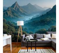 DACRWEKZ Papel Pintado Pared Panorámico Estilo de pintura de paisajes de Seda, Tamaño personalizado,Verde oscuro Bosques densos de las montañas, Póster Gigante de Pared Sala Cuarto Oficina Salón