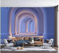 DACRWEKZ Papel Pintado Pared Panorámico Estilo minimalista moderno de Seda, Tamaño personalizado, Azul claro Pórtico arqueado, sendero de piedra, Póster Gigante de Pared Sala Cuarto Oficina Salón