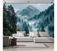 DACRWEKZ Papel Pintado Pared Panorámico Misterioso y etéreo de Seda, Tamaño personalizado, verde Niebla del bosque de pinos, Póster Gigante de Pared Personalizado 3D Para Salón o Dormitorio
