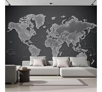 DACRWEKZ Papel Tapiz Fotográfico 3D Minimalismo400x280cm Papel Pintado Panorámico, Fuera De La Mapa del mundo Decoración Pared Moderna para Cuarto de Niño, Salón, Oficina gris