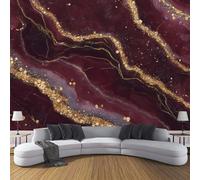 DACRWEKZ Papel Tapiz Fotográfico 3D Textura de mármol Resumen de lujo 300x210cm Papel Pintado Panorámico, Fuera De La Rojo oscuro