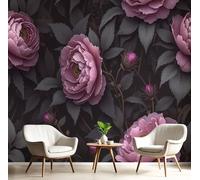 DACRWEKZ Papel tapiz fotográfico Paisaje Estilo de arte oscuro Rosa oscura 250x175cm Seda Fondo De Pantalla XXL Moderna Decoración De Pared Sala Cuarto Oficina Salón rosa