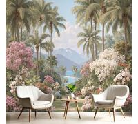 DACRWEKZ Papel tapiz fotográfico Paisaje Estilo tropical Jungla exótica 350x256cm Seda Fondo De Pantalla XXL Moderna Decoración De Pared Sala Cuarto Oficina Salón verde