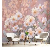 DACRWEKZ Papel tapiz fotográfico Paisaje Flores abstractas Flores del campo 300x210cm Seda Fondo De Pantalla XXL Moderna Decoración De Pared Sala Cuarto Oficina Salón durazno