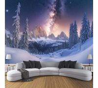 DACRWEKZ Púrpura Pino del cielo estrellado Papel Pintado para Salón y Dormitorio, paisaje invernal Decoración de Pasillo o Pared Principal, 450 x 356 cm